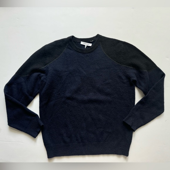 FRAME Wool Crewneck Sweater in Navy Multi size M - Picture 3 of 13